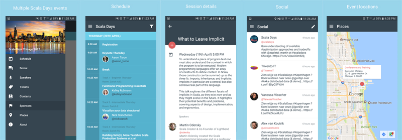 Scala Days 2017 Official Mobile App Screens