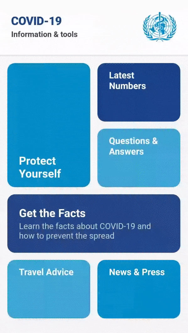 World Health Organization app screen