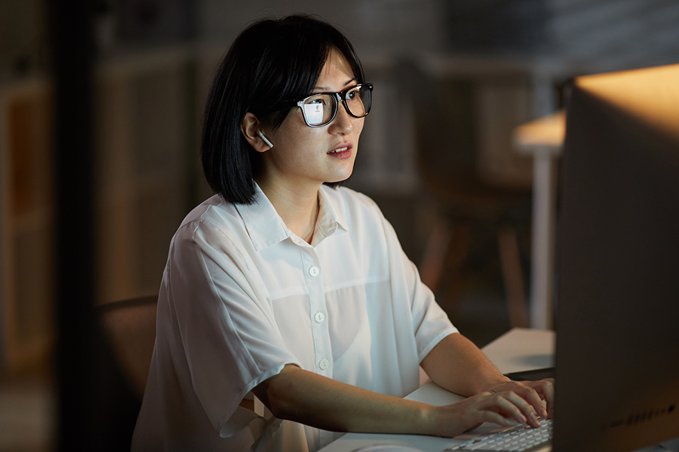 Woman working on a computer