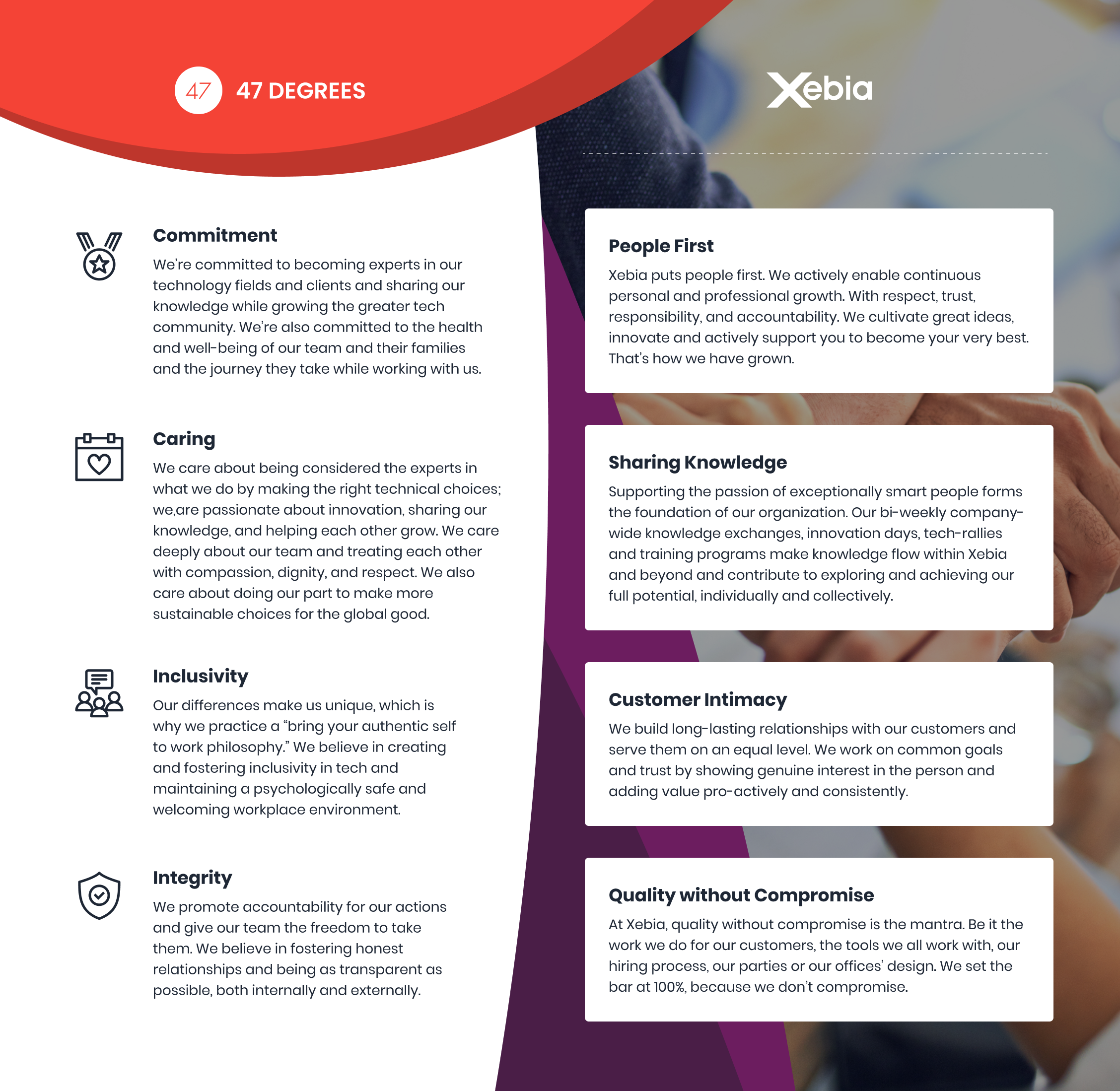 47 Degrees Values vs Xebia Values