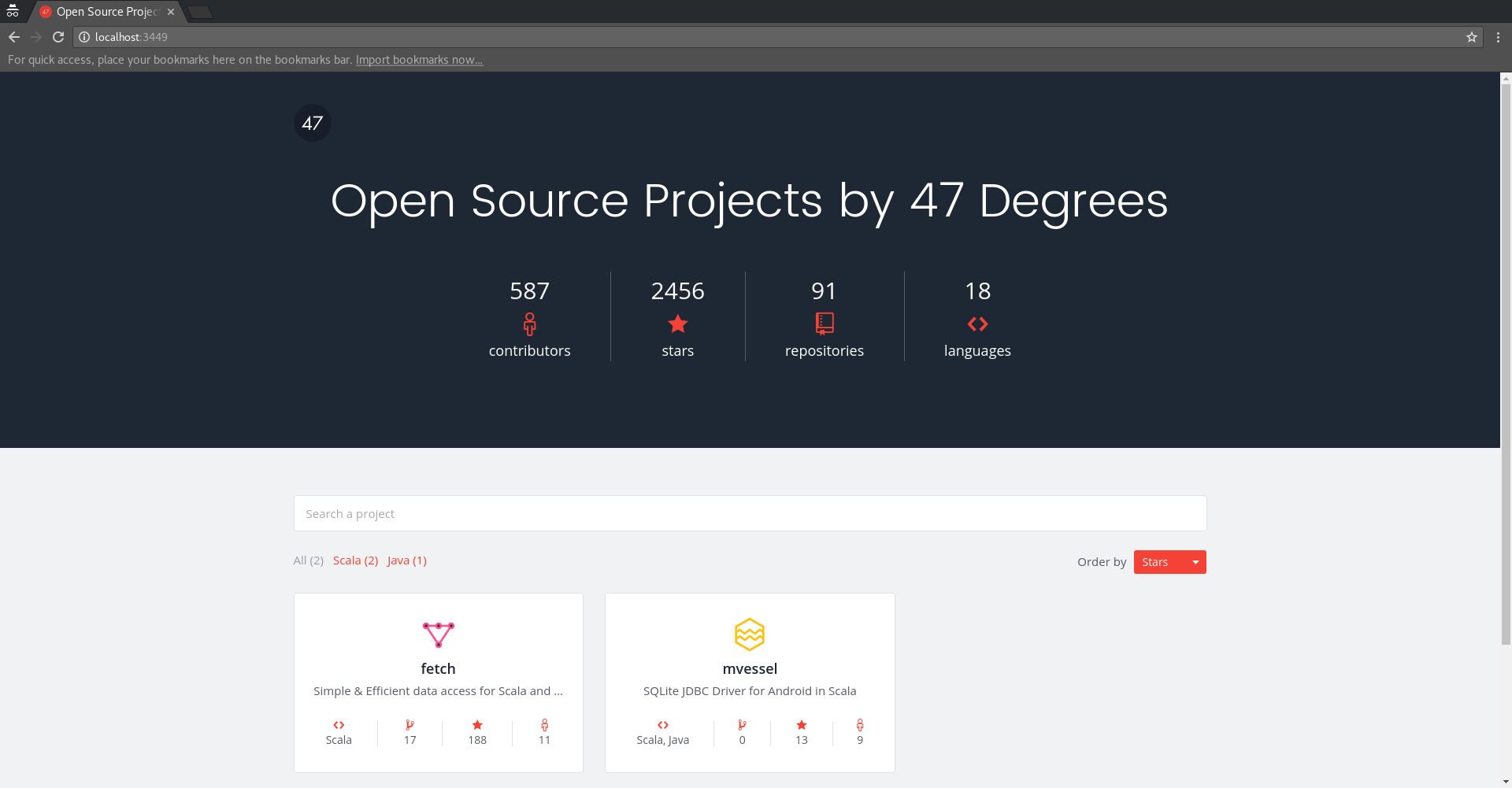 Site with the project logos added