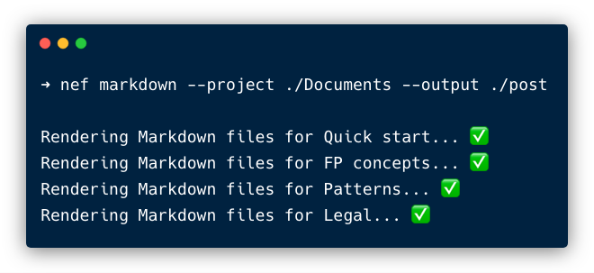 Command line for building Markdown