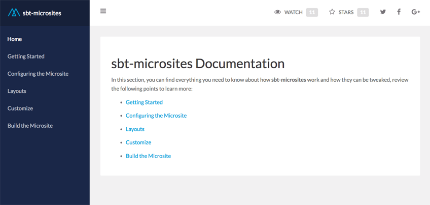 sbt microsites documentation