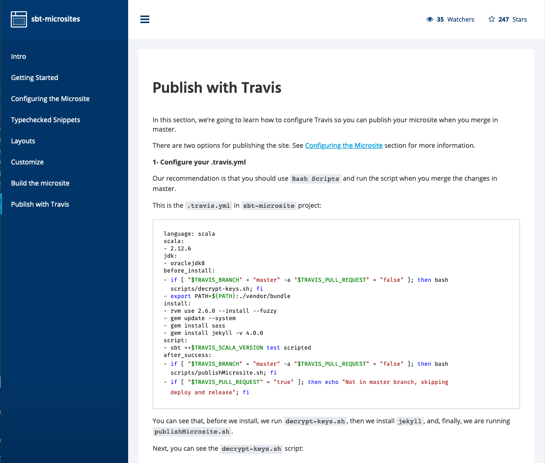 sbt-microsites docs layout