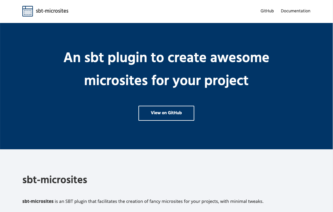 sbt-microsites home layout