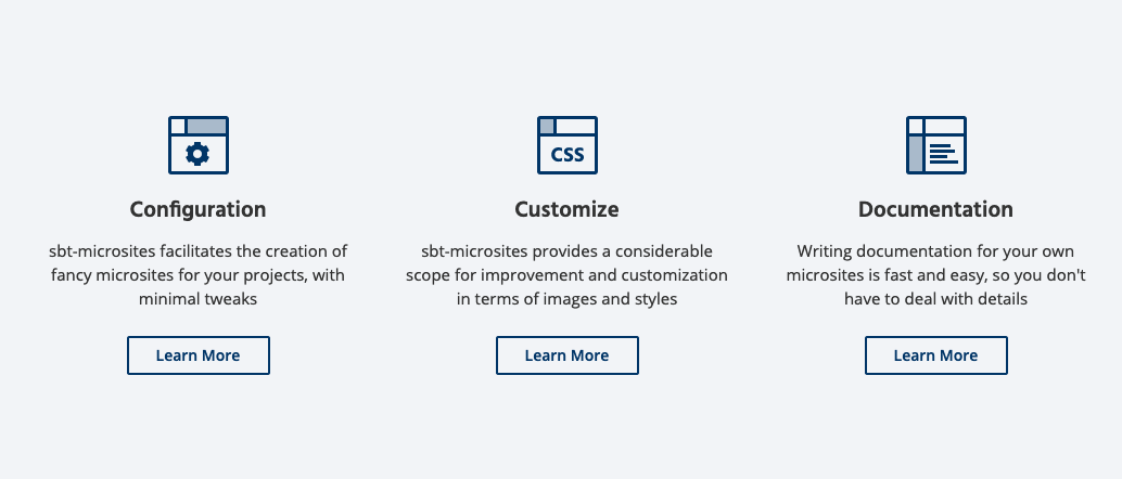 sbt-microsites Features section