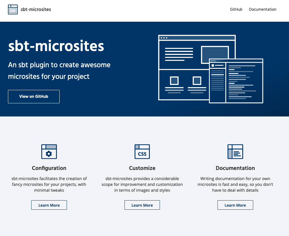 sbt-microsites homeFeatures layout